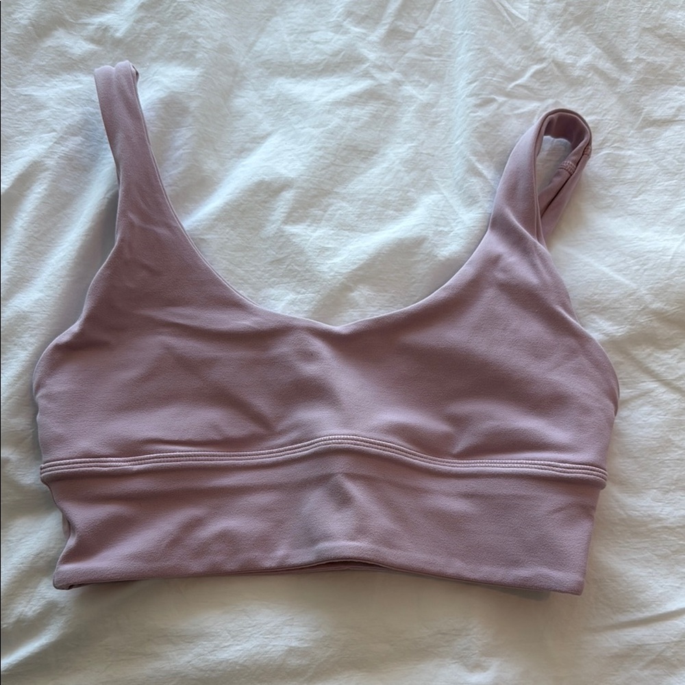 Lululemon Pink Sports Bra with Scoop Neck and Wide Straps